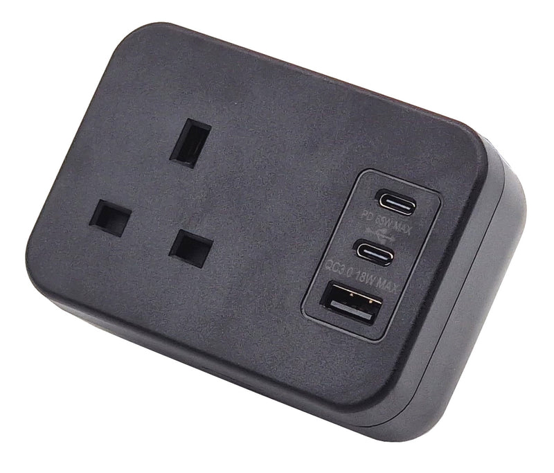 ICON 1/B - 1 Gang Desktop Power Unit (Black)