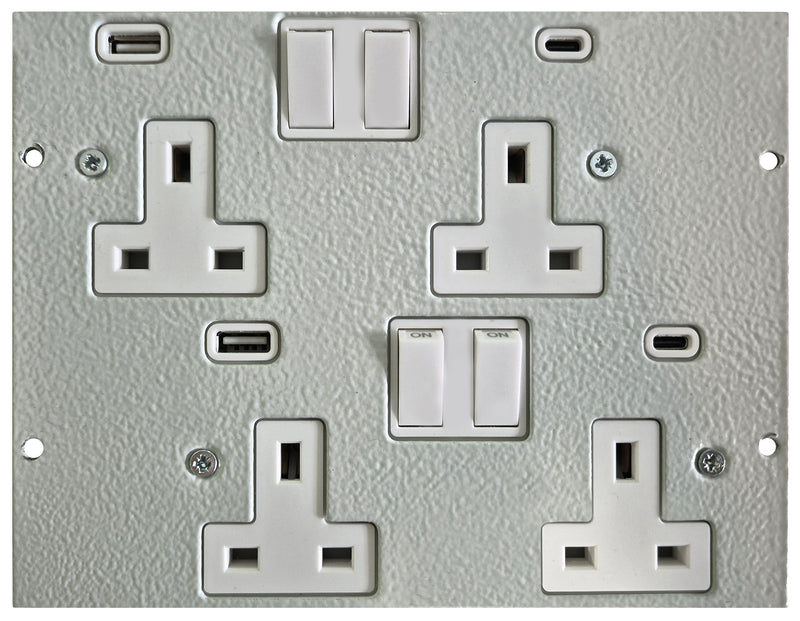 ST0290/USB/2 - Dual Twin Switched Sockets Plate with USB